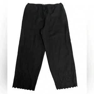 Allison Taylor Black 100% Linen Cropped Pants Womens size Medium